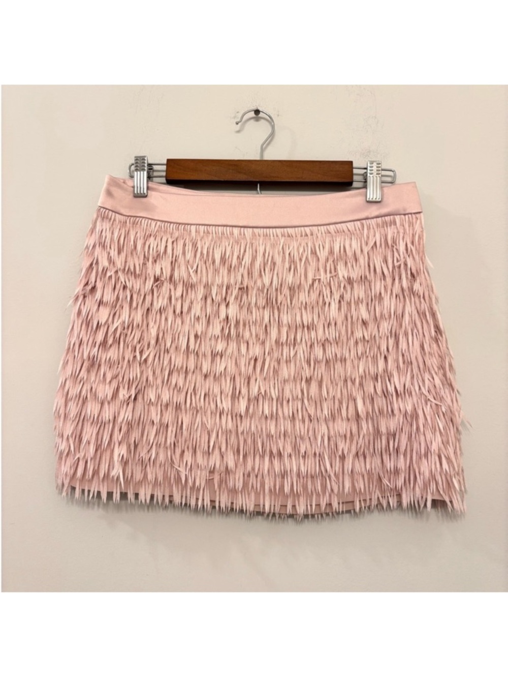 Express Fringe Skirt Cocktail Mini Pale Pink Lined Zipper Party Women’s 2 NWOT